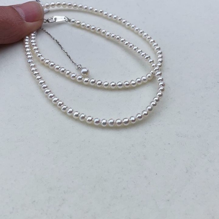 淡水珍珠颈饰银S925镶嵌卡3-4极光炫彩