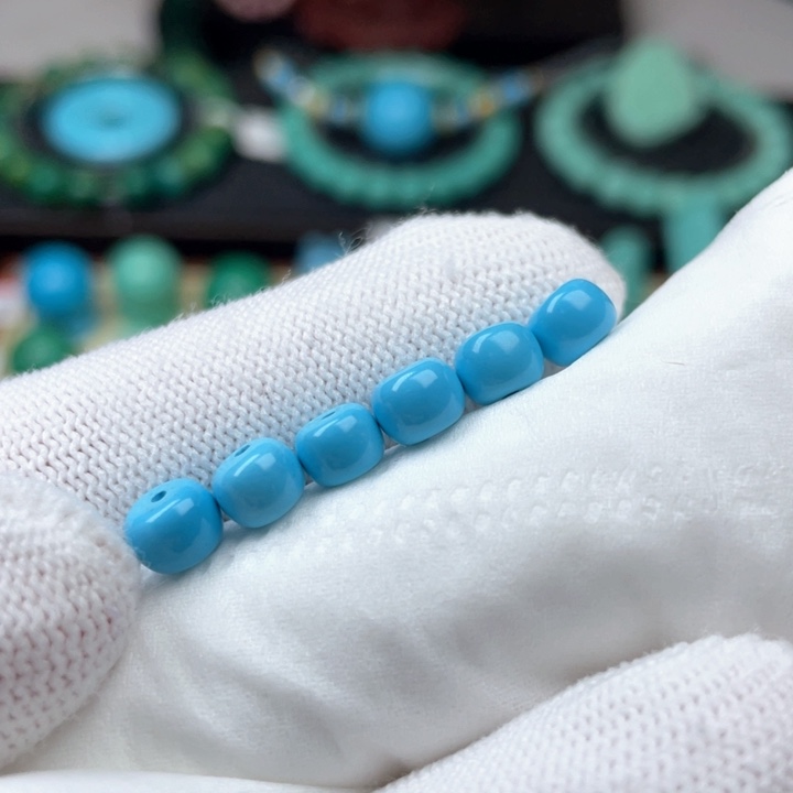 湖北原生态高瓷蓝6mm老型一对