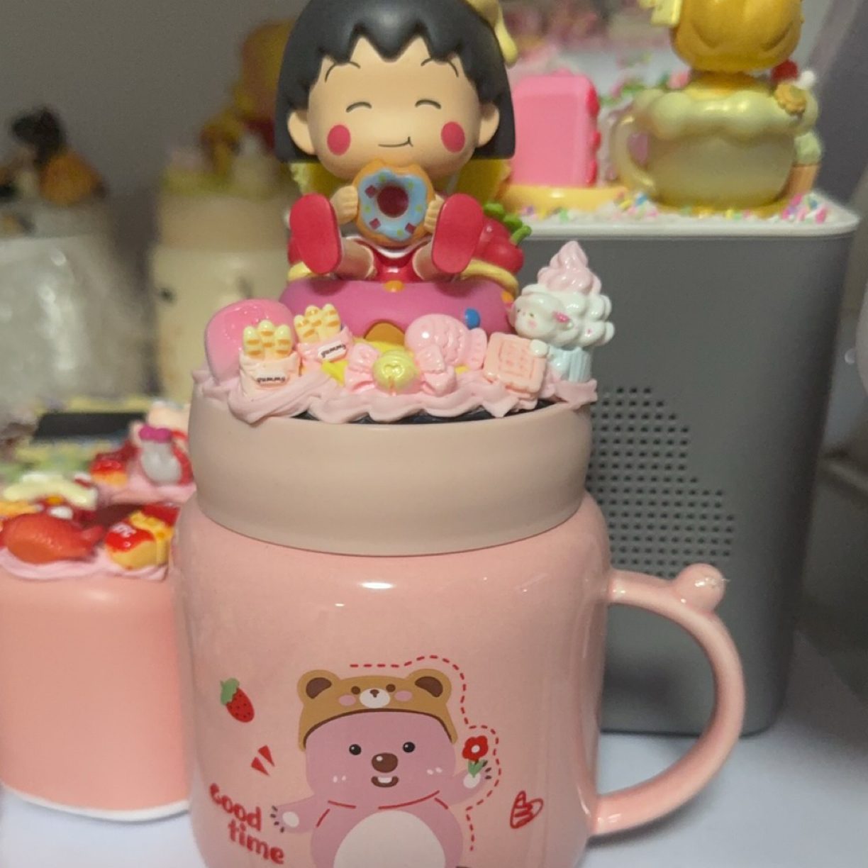 卡通镜面高颜值带盖陶瓷马克杯家用情侣儿童喝水杯