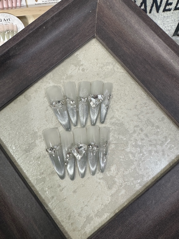 纯手工穿戴甲碎钻爆闪直播间过款链接【拍下备注编码】No退No换冰透