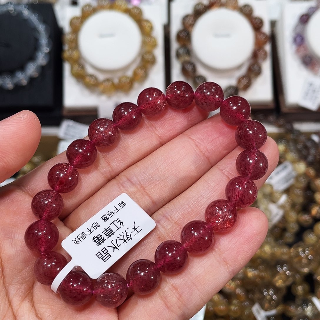 未镶嵌手链水晶鸽血红星空草莓晶9.7mm