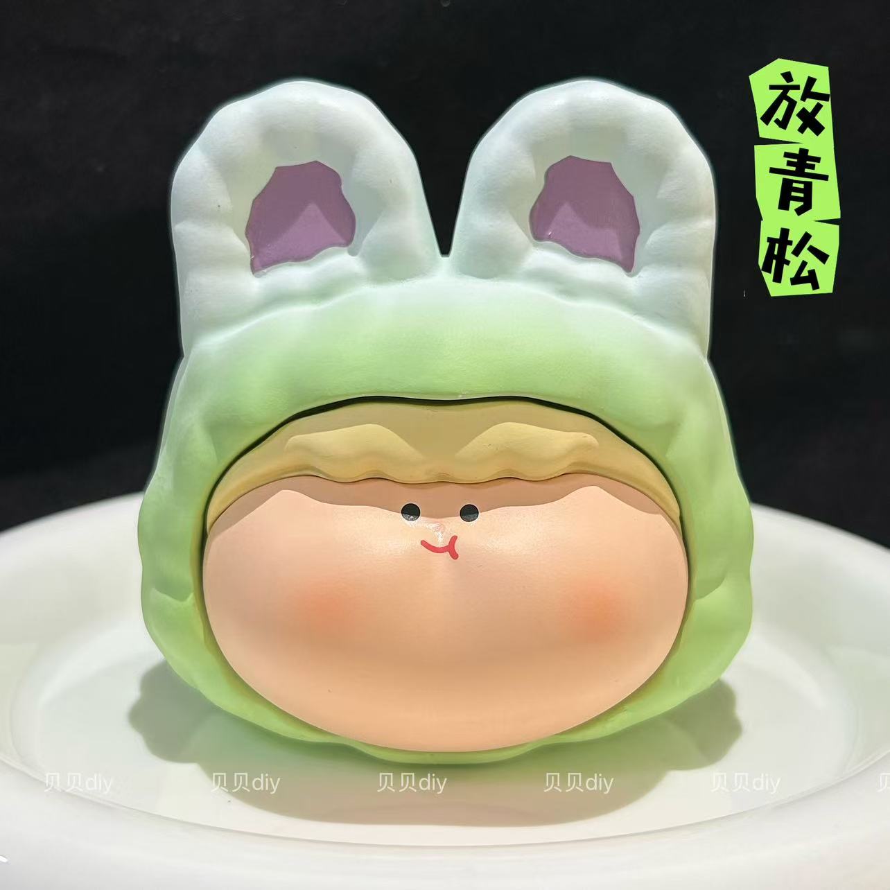 手感漆渐变双色大兔头 创意diy居家摆件