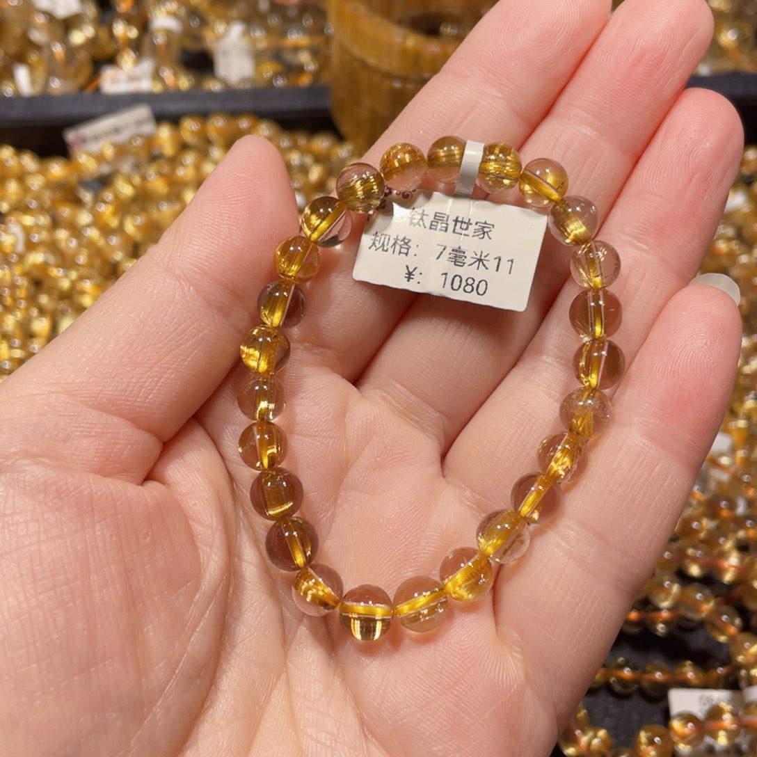 水晶手链未镶嵌A**y天然水晶金发晶手链
