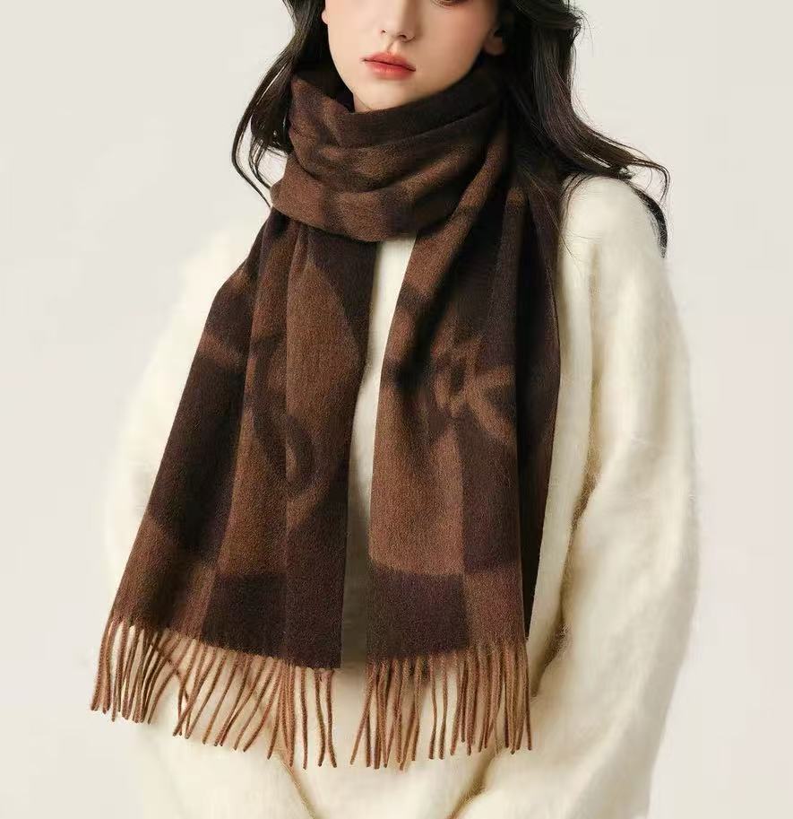 法式罗罗罗罗罗女保暖韩版围巾通用极简风欧美风成人常规款休闲风