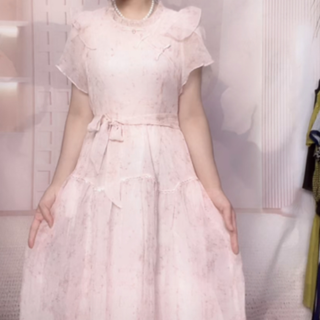 A0564新中式印花夏季中长款显瘦减龄国风女士a字连衣裙