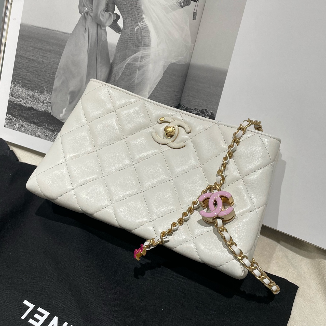 99新 Chanel/香奈儿 24A Chanel 双C调节扣翻盖链条包单肩斜挎包