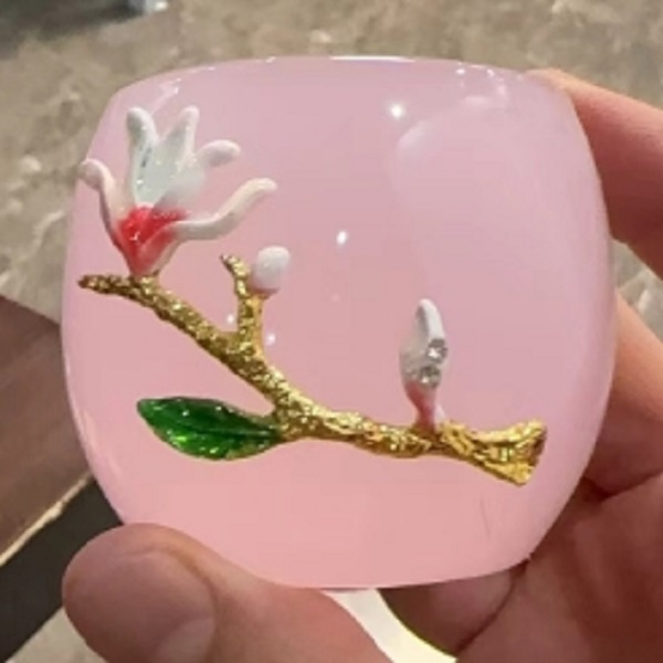 G1906-捏花粉琉璃主人杯YF