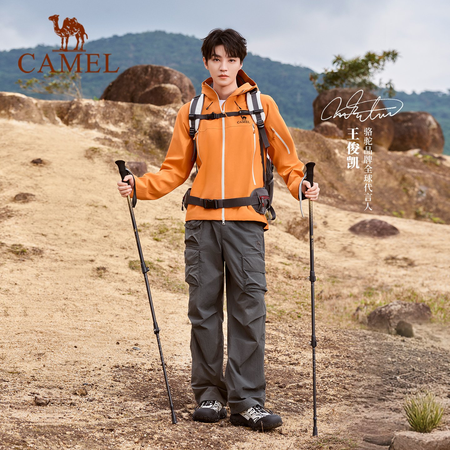 【王俊凯同款】骆驼碳纤维登山杖专业户外手杖徒步男女爬山装备拐杖