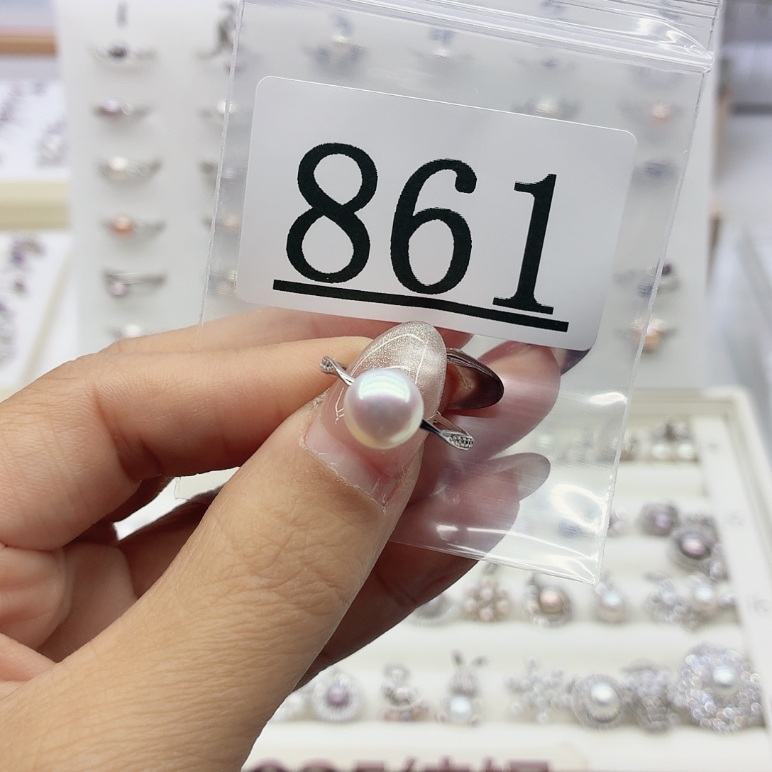 青***雅银S925镶嵌淡水珍珠珠宝奇石861