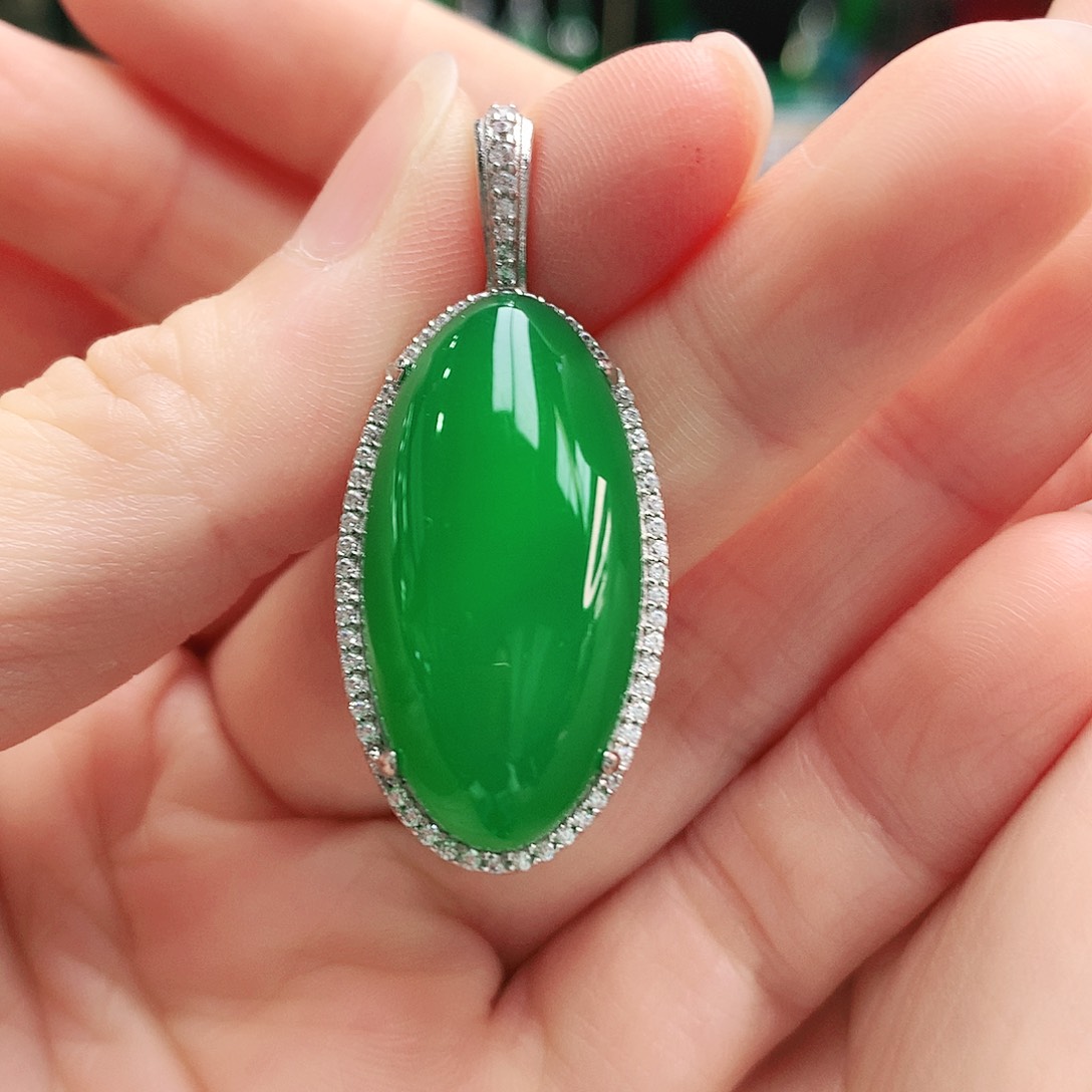 玛瑙/玉髓吊坠银S925镶嵌