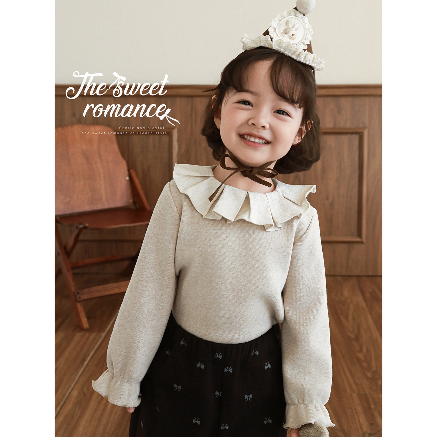 YOEHYAUL/幼悠【浪漫碎花】冬贰波女童童装加绒保暖抽褶打底D4587