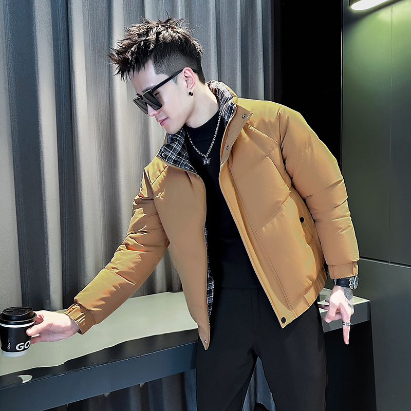 格纹棉服男款冬季2025新款高级感潮牌保暖棉袄子男装休闲百搭棉衣