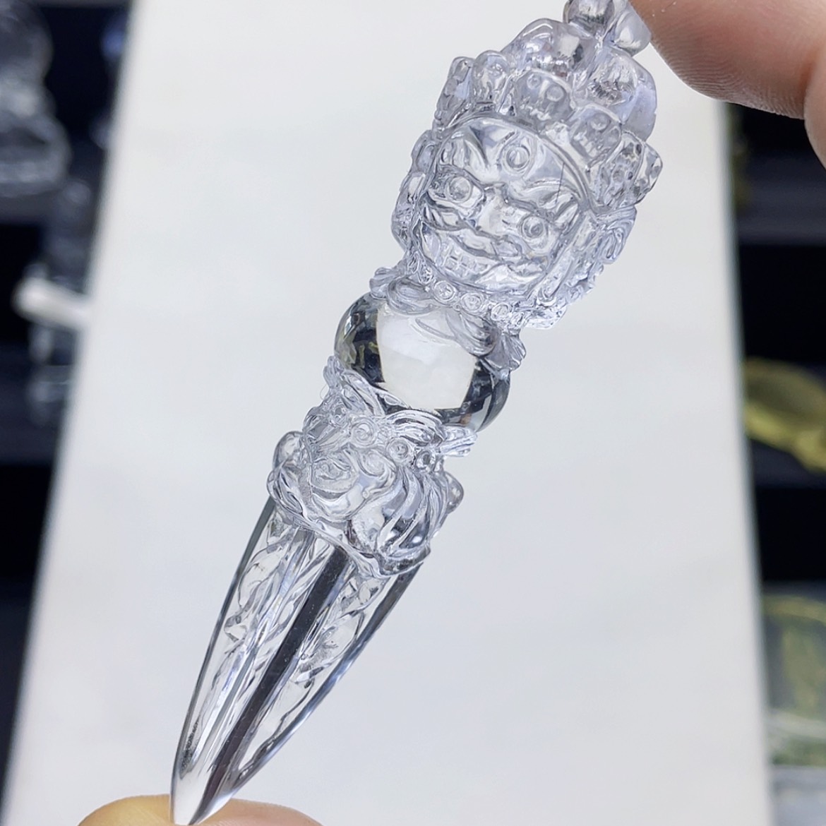 【闪购商品】水晶颈饰未镶嵌白水晶精雕金刚降魔杵