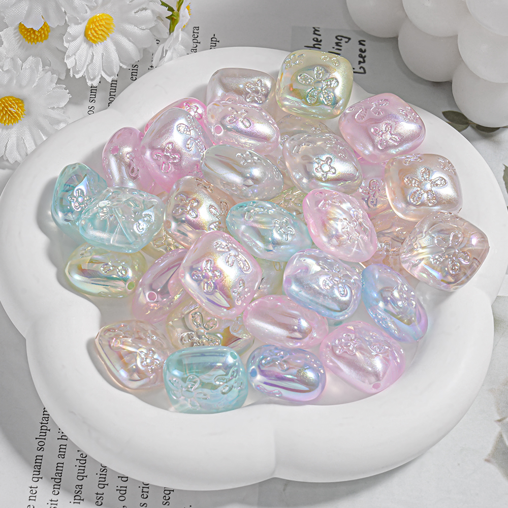 （海家）FA22 糖釉幻彩2.0直孔花纹四方18*18MM DIY