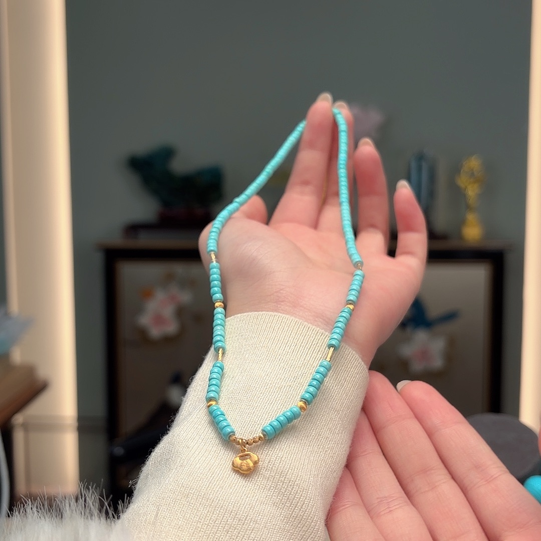 绿松石18K金镶嵌颈饰