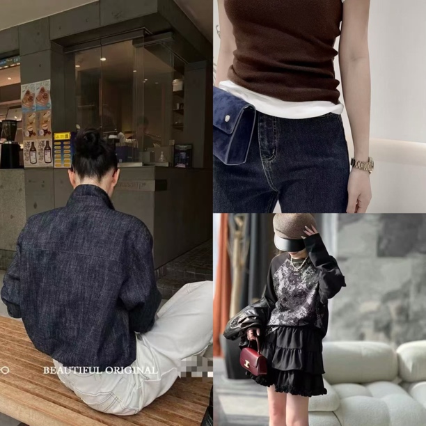 秋季后系带垂顺显瘦宽松直筒牛仔阔腿裤女