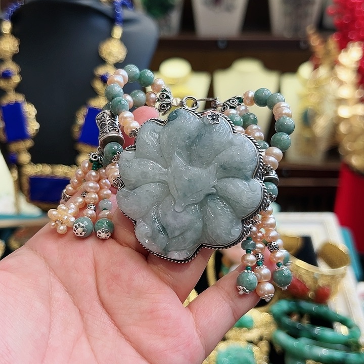 翡翠手链银S925镶嵌古风