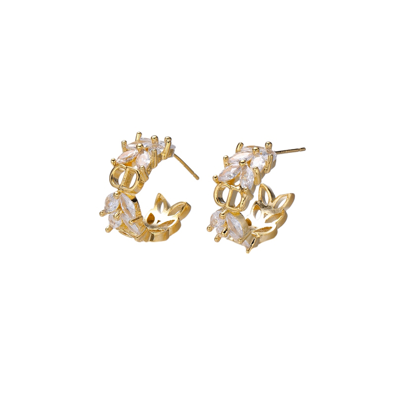 铜合金合成锆石耳饰 6871锆石耳钉女个性时尚气质轻奢耳饰