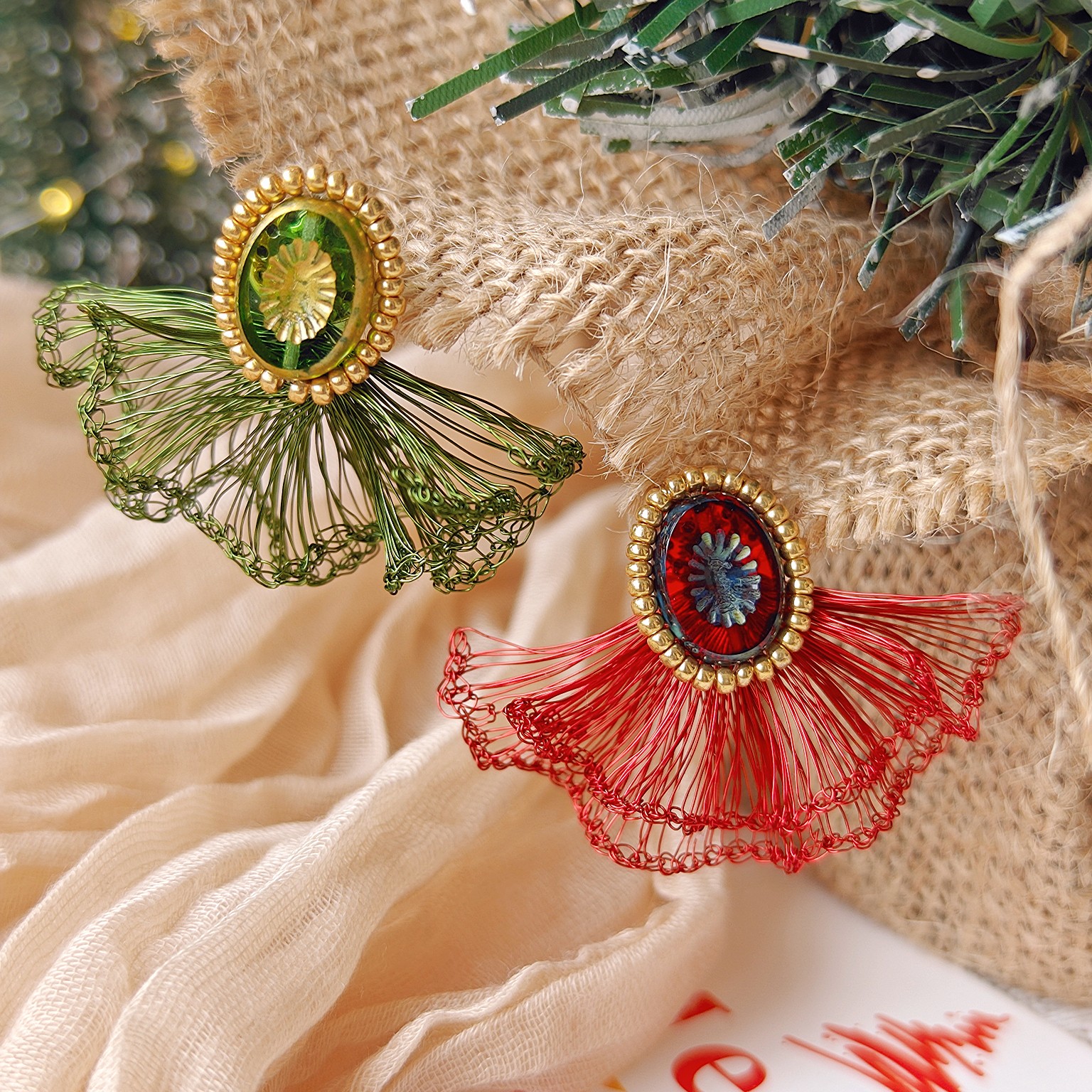 芃熙手造·洛可可芭蕾｜金属丝钩织复古耳饰材料包/成品（适合新手）