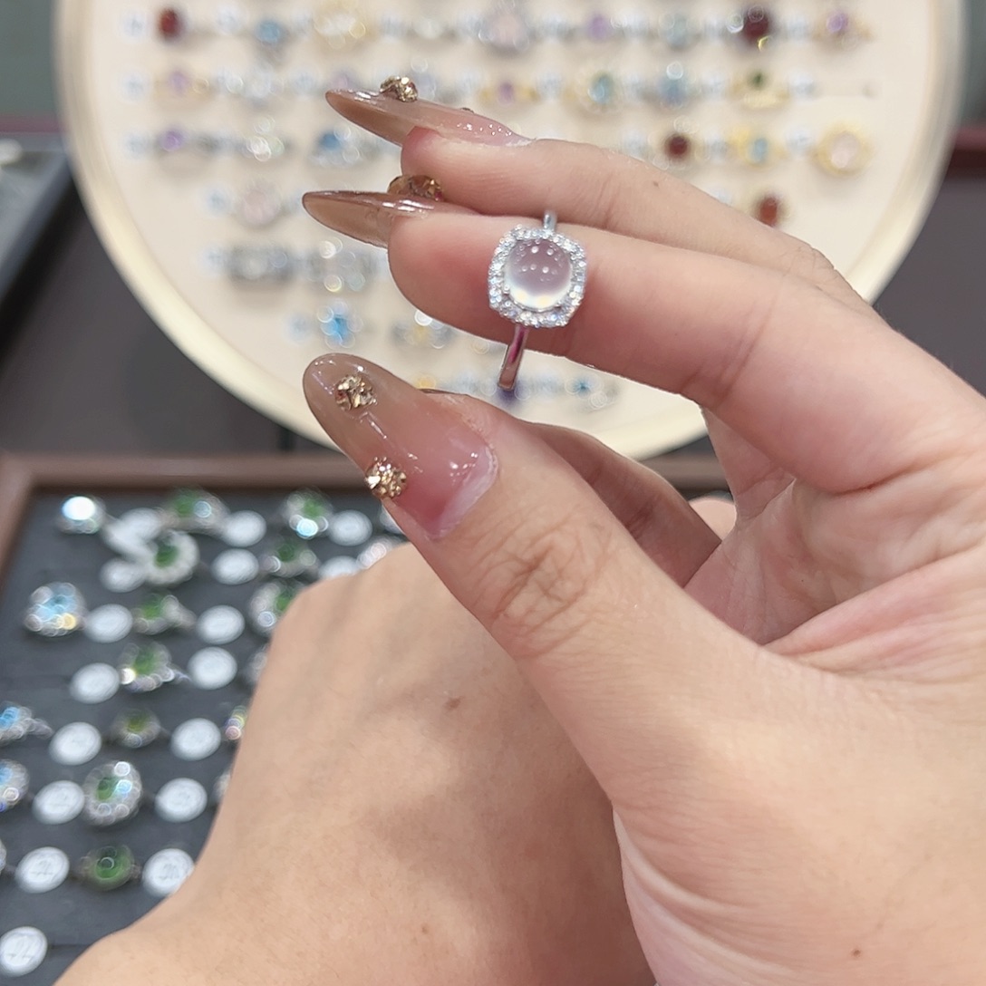 蛇纹石玉戒指银S925镶嵌懿