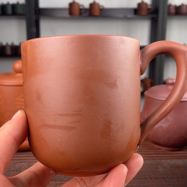 紫砂茶杯宜兴原矿紫砂盖杯微瑕