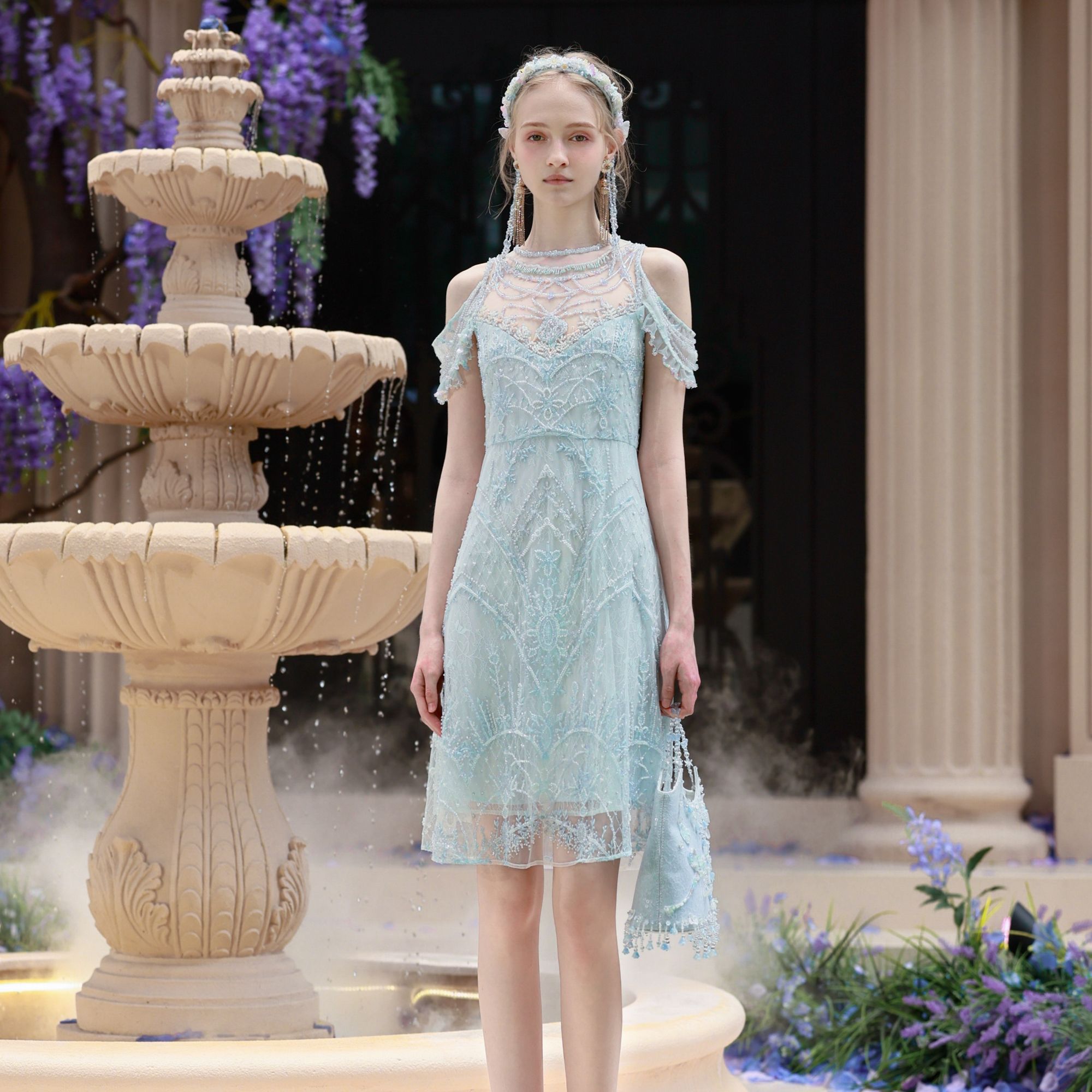 【老板娘夏天】Marie Elie【霁风拾色】重工钉珠连衣裙EAF21M01150