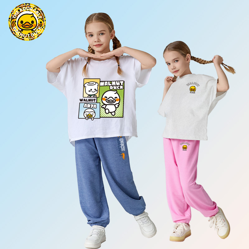 小黄鸭2025儿童夏季新款居家休闲时尚百搭男童女童家居裤休闲裤