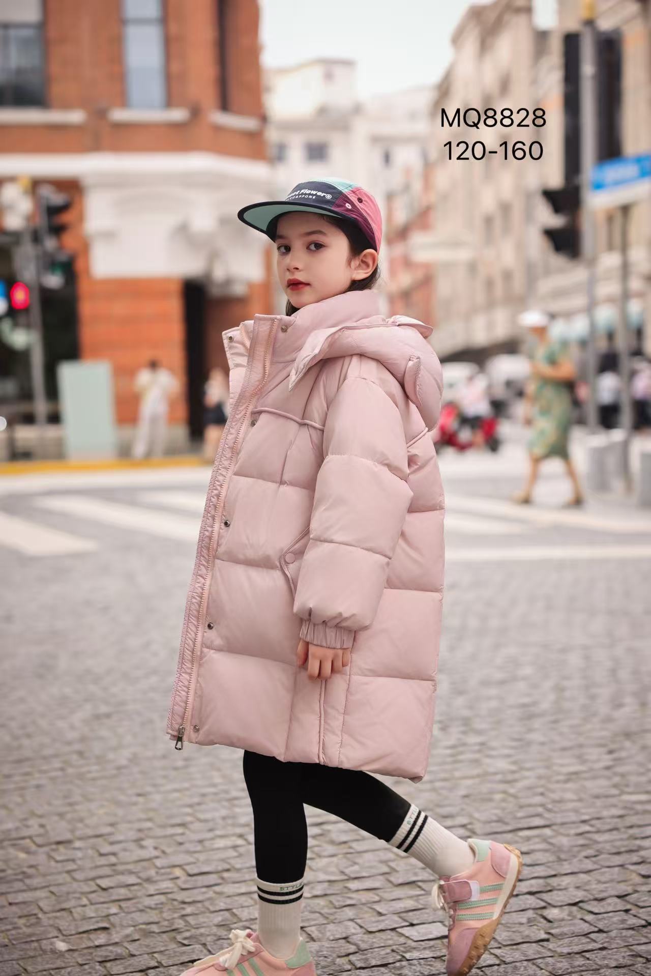 【晶秋】【米琪】时尚三防长款韩系洋气大版加厚羽绒服外套女童