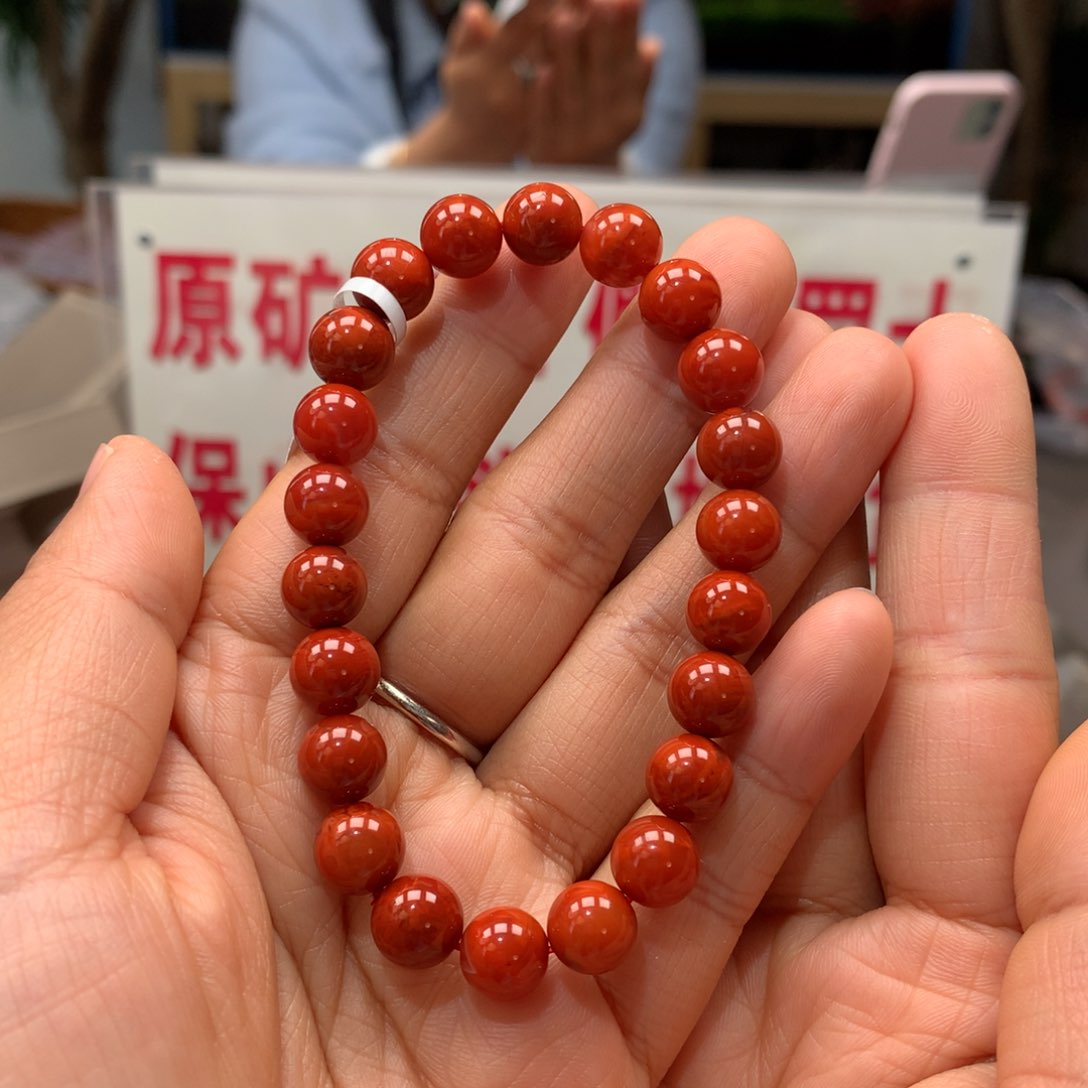 南红玛瑙南红8mm火焰纹手串未镶嵌啊*傑
