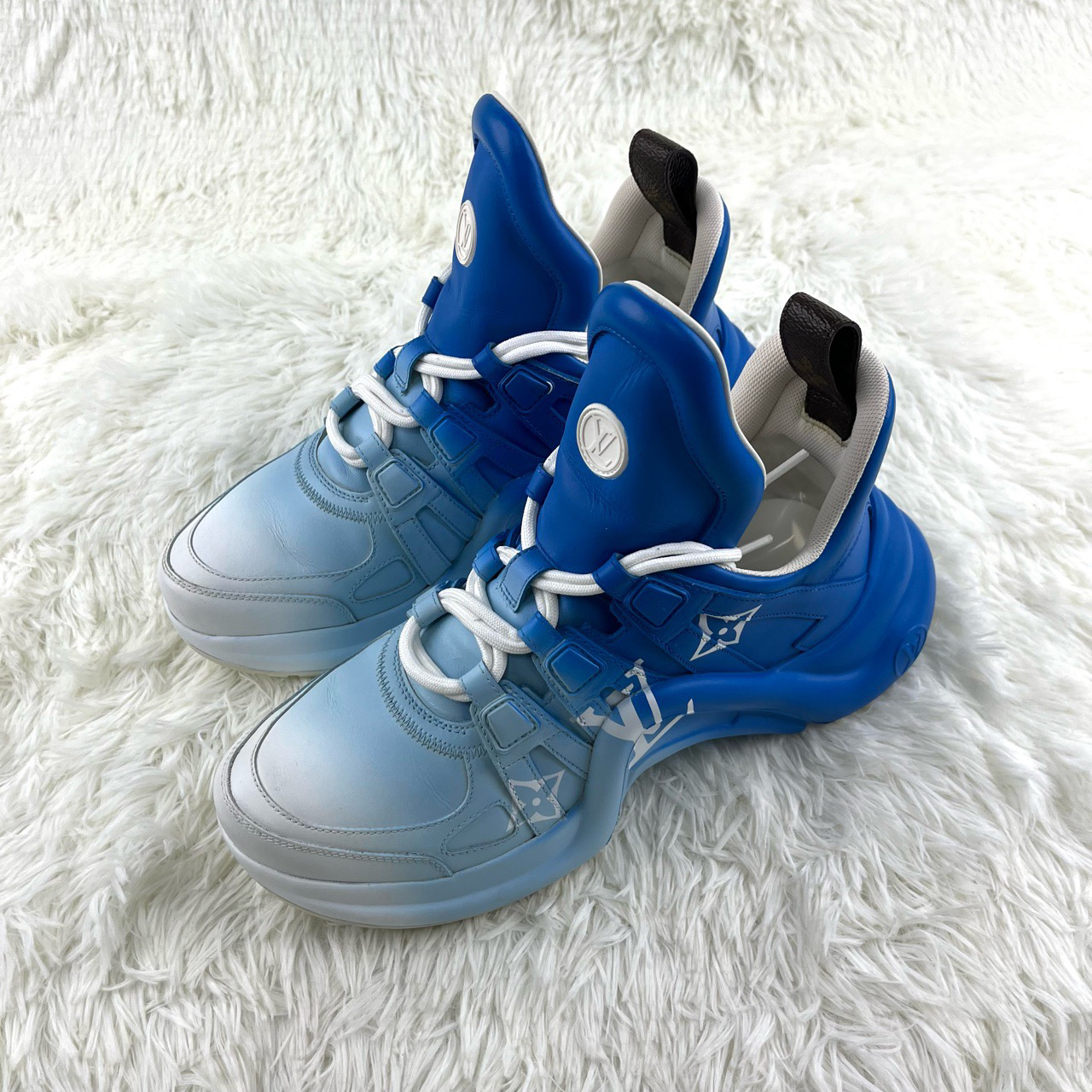 99新 LouisVuitton/路易威登 蓝白满印拱桥老爹鞋38码13556935