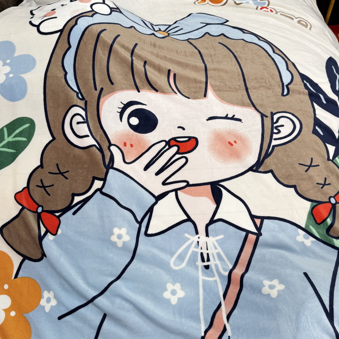 【小甜补贴】尺寸200*230cm卡通女孩元气满满床单