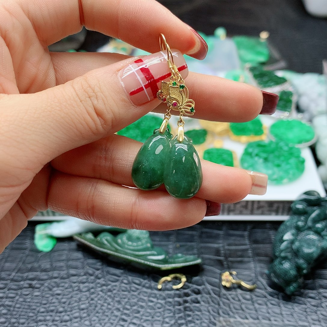 【闪购商品】翡翠耳饰银S925镶嵌，