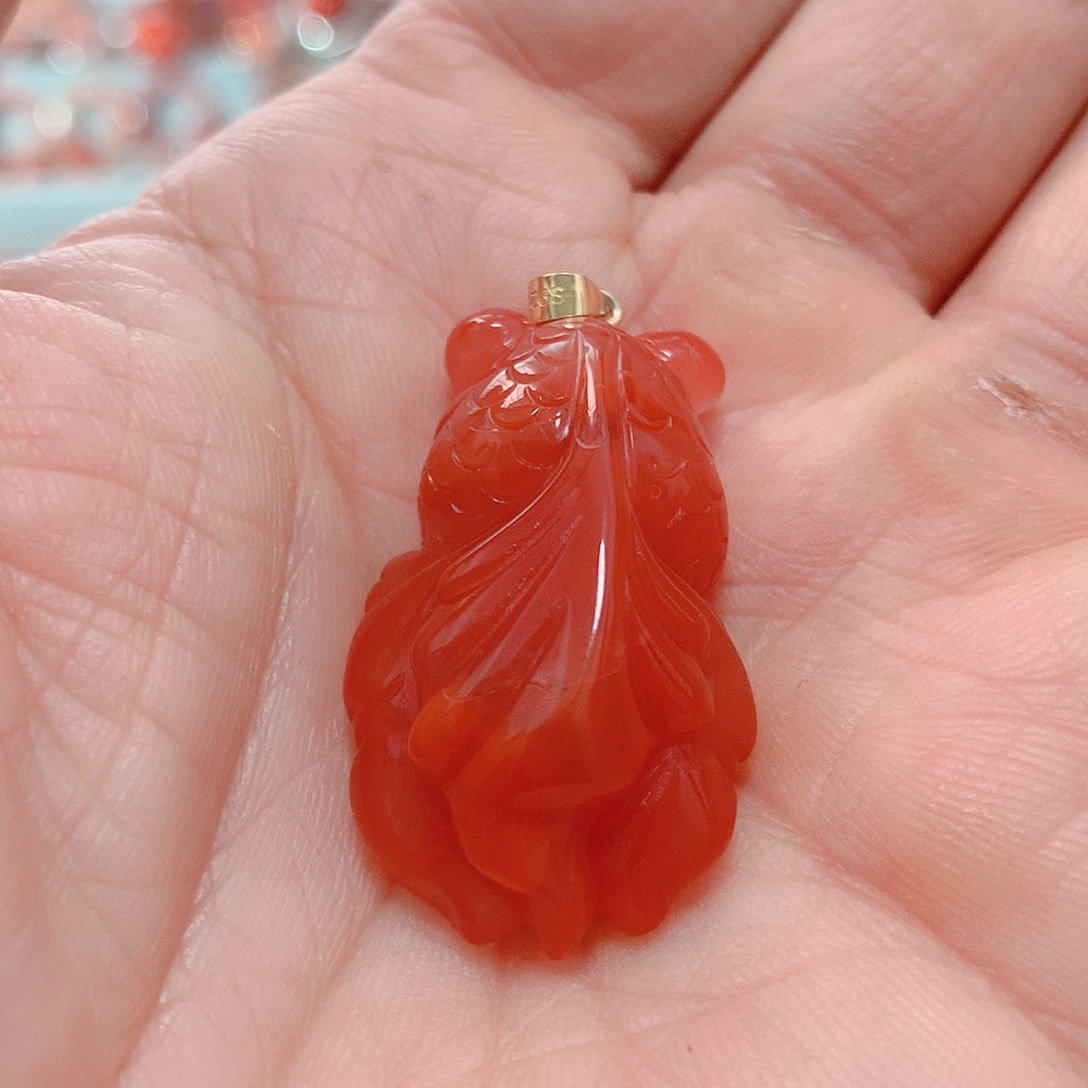 南红玛瑙吊坠(不含链)银S925镶嵌