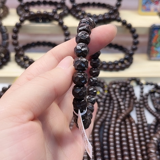 老***六手串/手链非洲檀香印尼原生态精工椰蒂9✖️8无相单圈