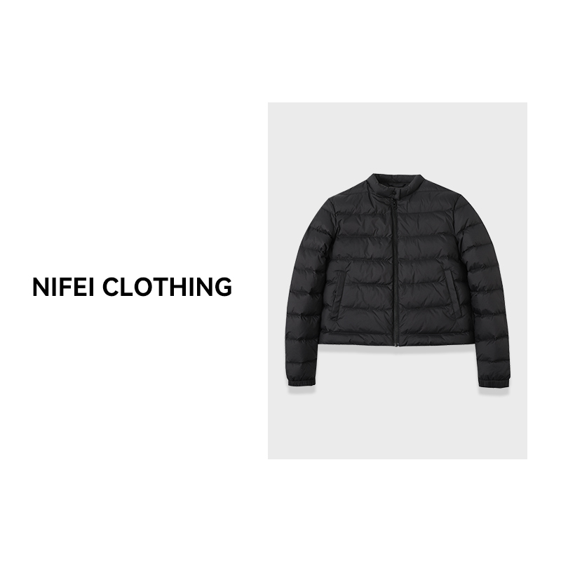 晋羽【90白鹅绒】时尚保暖立领短款小众设计师秋冬新款定制女羽绒服