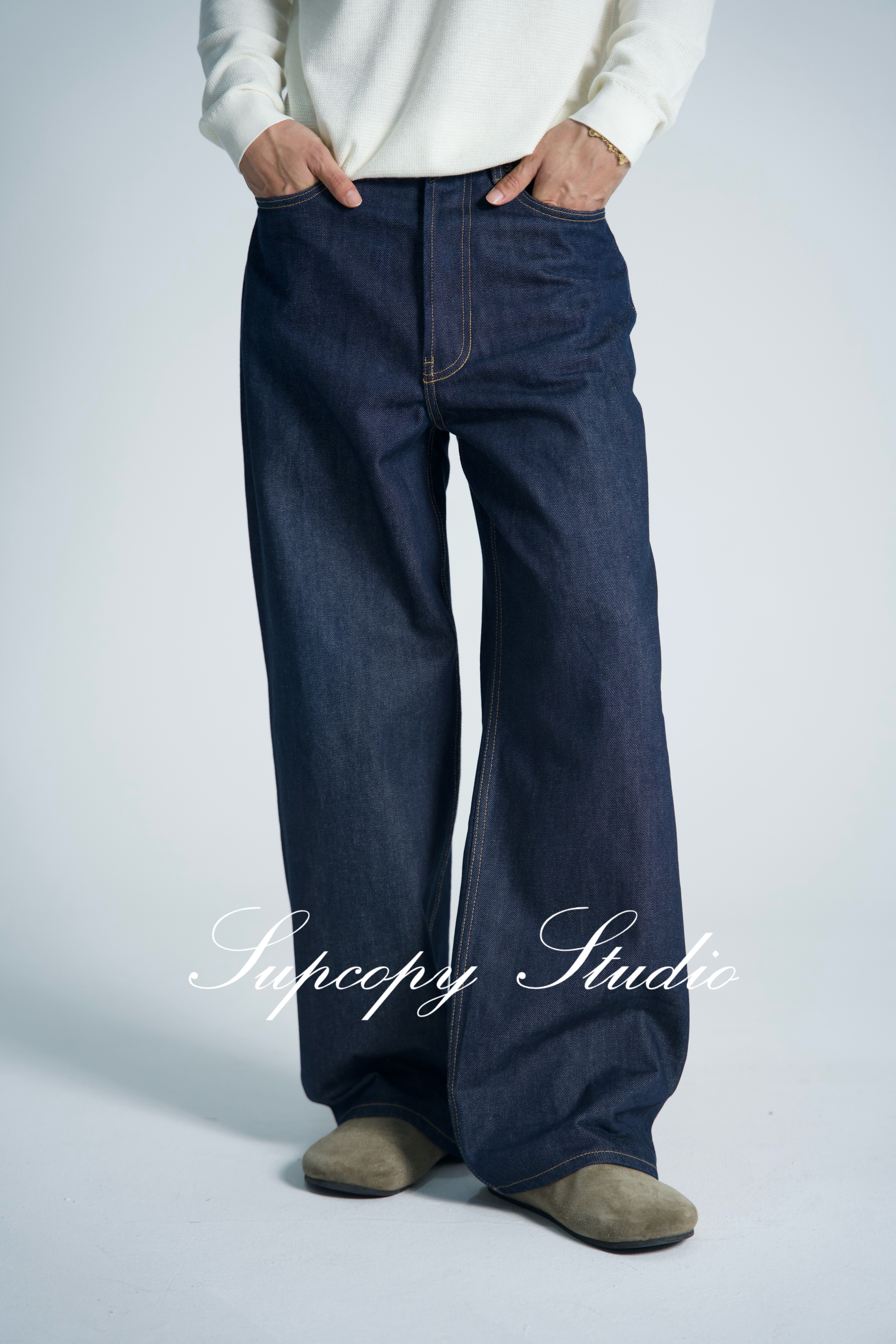 Supcopy 【AC1981M真原牛】直筒原牛牛仔裤 cleanfit高街男女同款