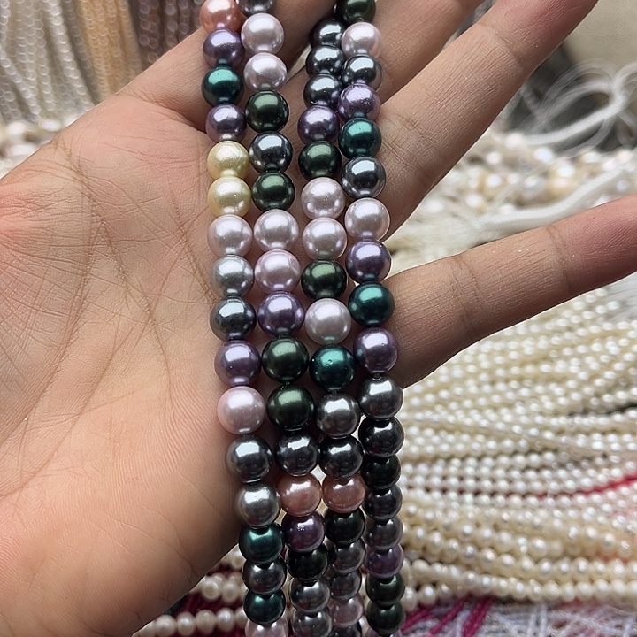 玛瑙/玉髓未镶嵌珠宝半成品2条8mm左右贝珠