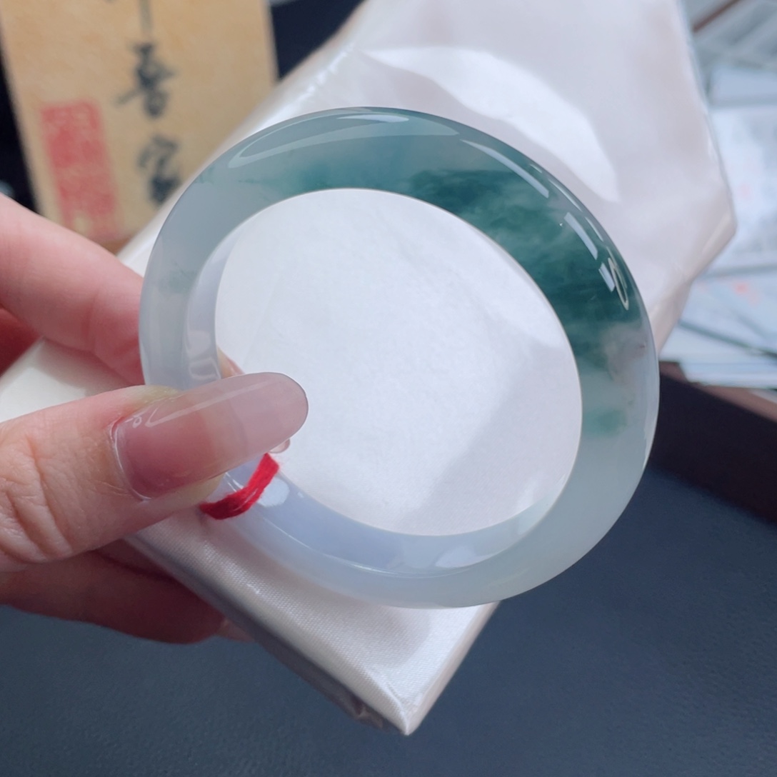 未镶嵌手镯翡翠51.4泼墨山水 天青色等烟雨 小手必拍16号