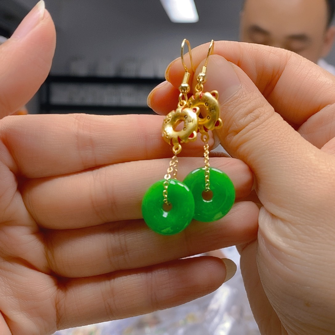 翡翠合金耳坠翡翠