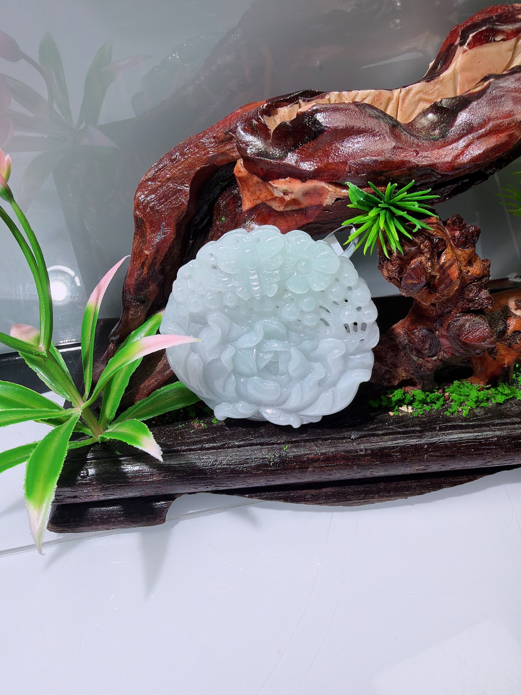 天然A货翡翠冰胶花牌吊坠多样性发一bsg43421