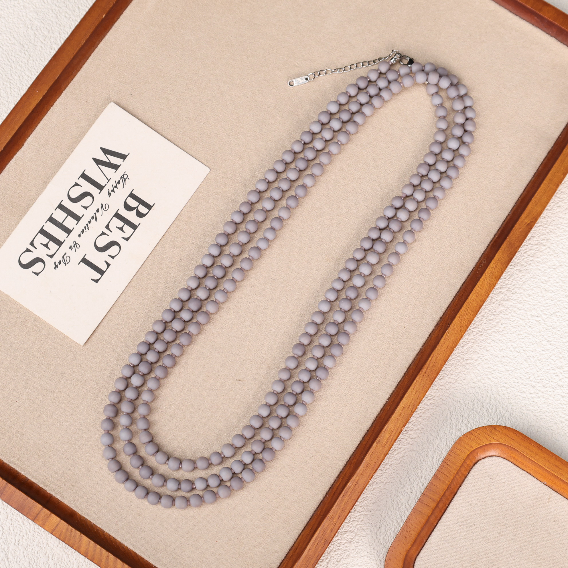 合金琉璃项链 LZ4778-8、 6mm香芋紫满串大长链琉璃项链