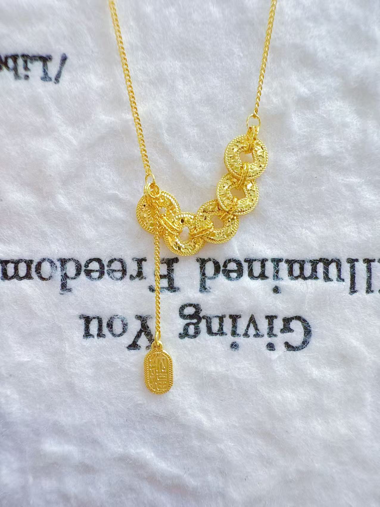 金囍库时尚黄金足金精品工艺五帝钱轻奢百搭精美