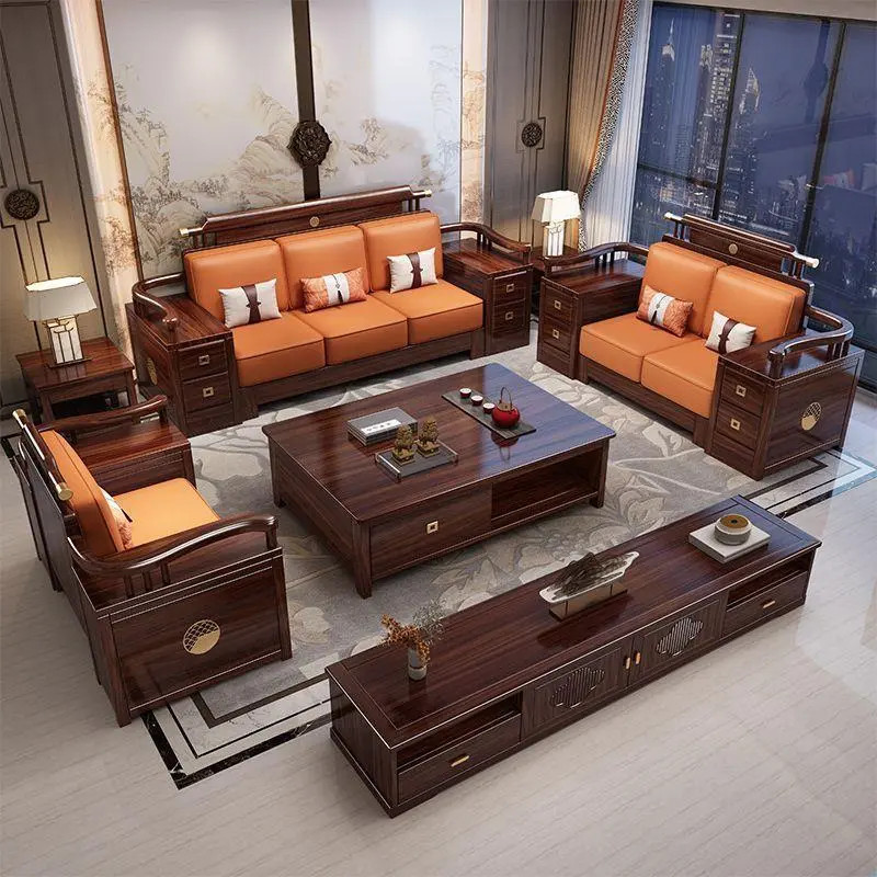 新中式乌金木实木沙发组合【客户链接】
