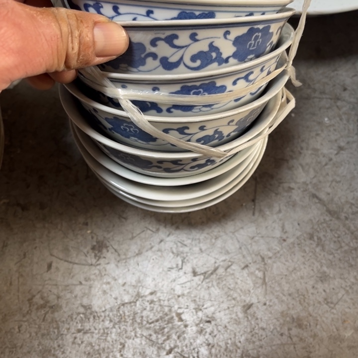 看好下单不退不换十个青花芙蓉花碗