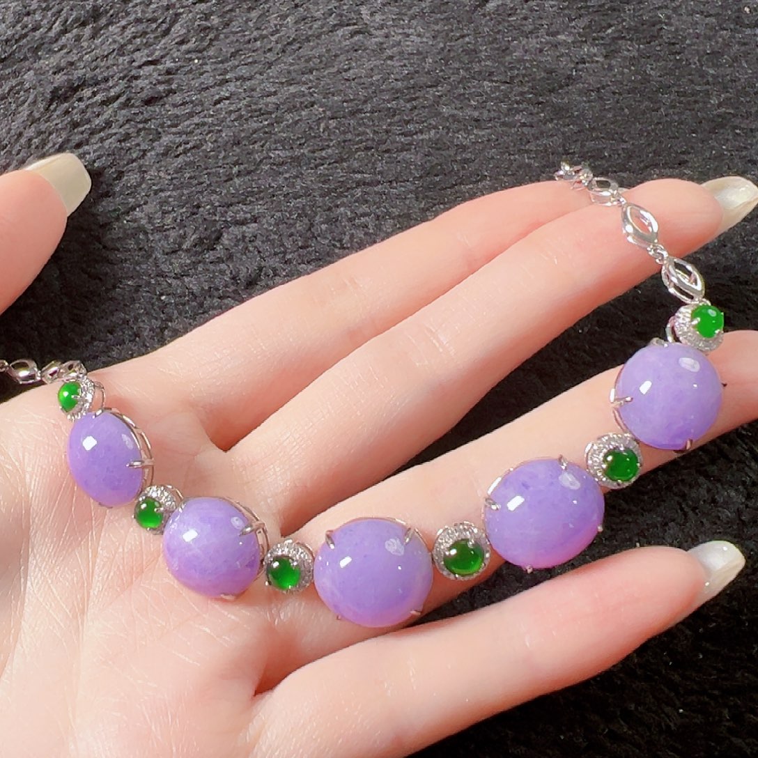 翡翠18K金镶嵌手链签收后24小时鉴赏期，过时不退