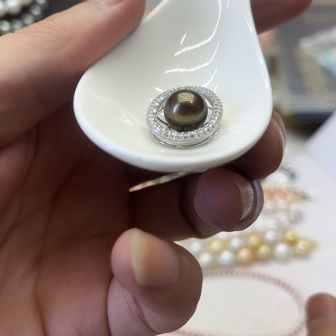 海水珍珠银S925镶嵌颈饰