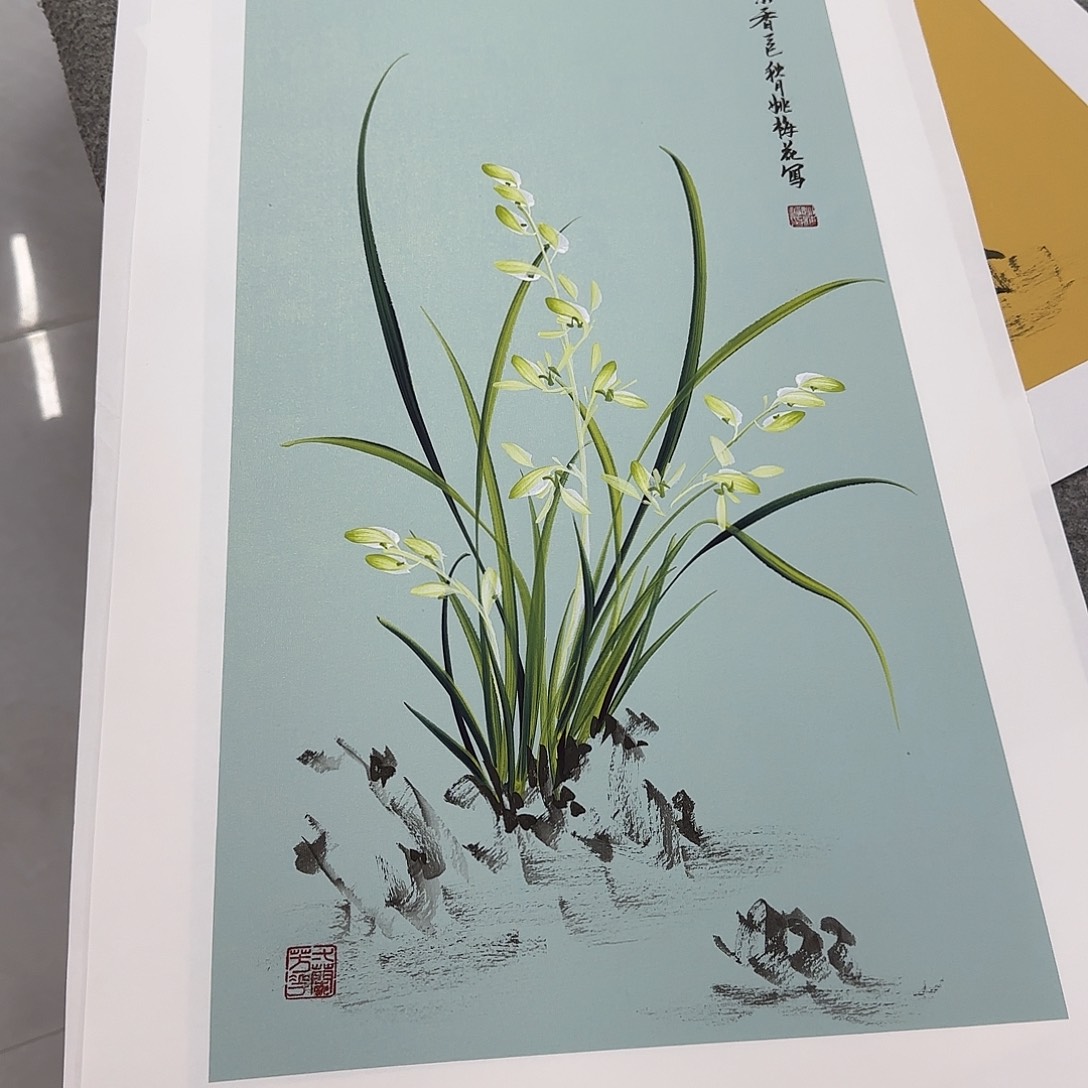 国画国画立体兰花