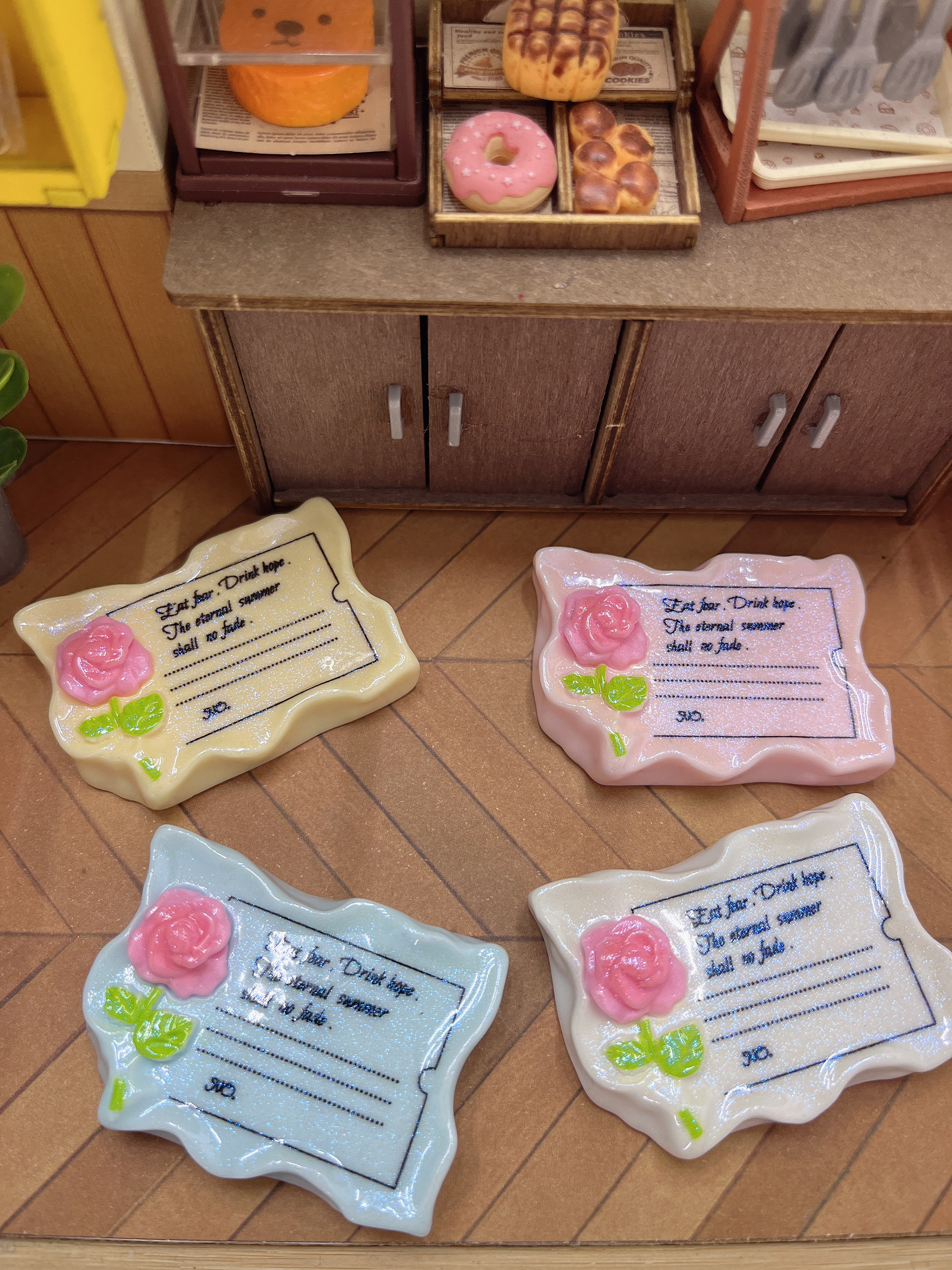 【彬彬定制-玫瑰信封盘】树脂手工diy盘子配件树脂底托摆件捏捏盘