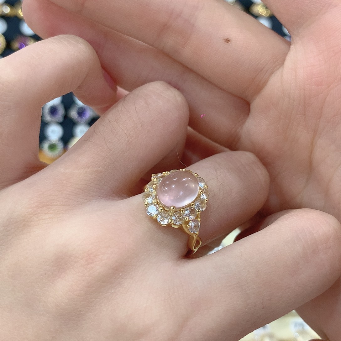 芙蓉石戒指银S925镶嵌い**?