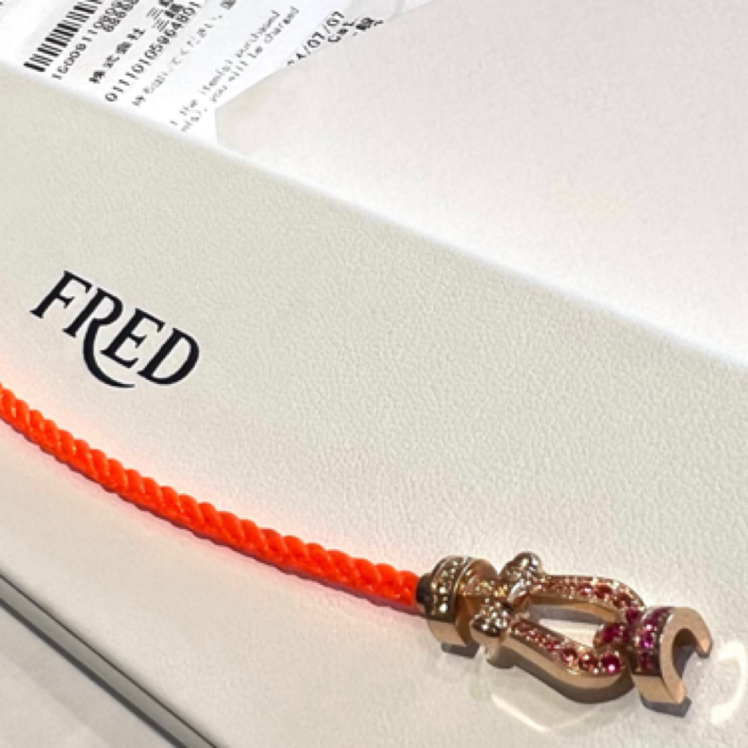 全新未使用 FRED/斐登 橘色玫瑰金Force 10彩宝手链中号，16cm